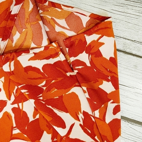 Nwt August 1 Eight Cowl Neck Floral Orange Leaf Print Blouse Size XS - Picture 6 of 8